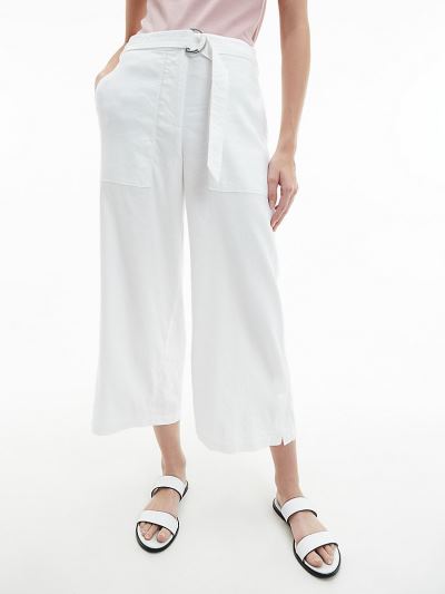 Calvin Klein Ruhák HU029225 | Calvin Klein Linen Női Culottes Világos Fehér